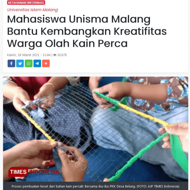 Mahasiswa KSM-T Bantu Kembangkan Kreatifitas Warga Olah Kain Perca