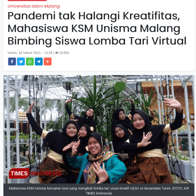 Pandemi tak Halangi Kreatifitas, Mahasiswa KSM Bimbing Siswa Lomba Tari Virtual