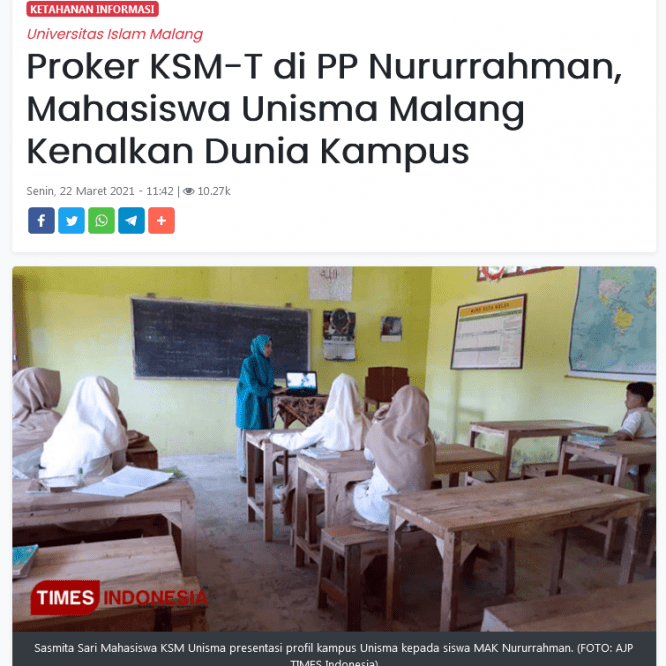 Proker KSM-T di PP Nururrahman, Mahasiswa Unisma Malang Kenalkan Dunia Kampus