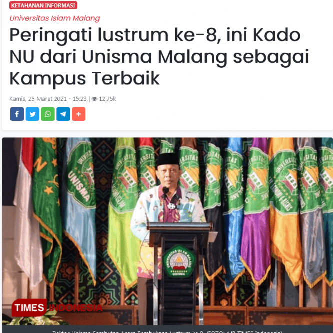 Peringati lustrum ke-8, ini Kado NU dari Unisma Malang sebagai Kampus Terbaik