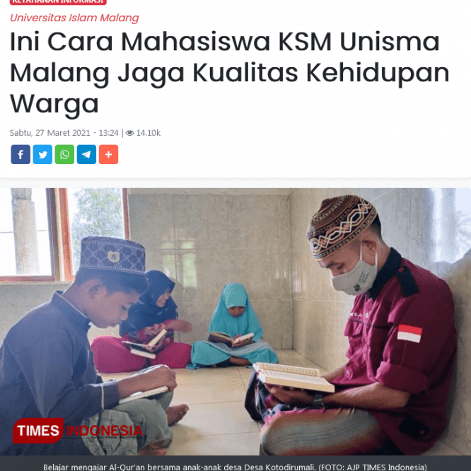 Ini Cara Mahasiswa KSM Unisma Malang Jaga Kualitas Kehidupan Warga