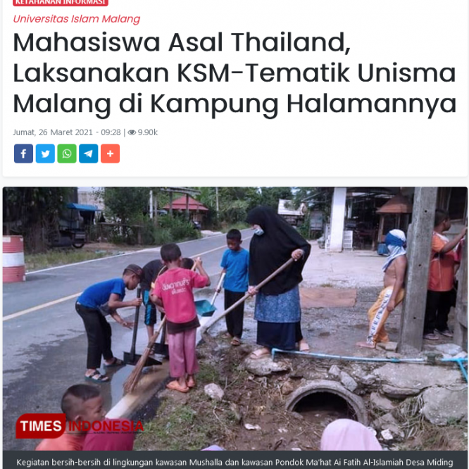 Mahasiswa Asal Thailand, Laksanakan KSM-Tematik Unisma Malang di Kampung Halamannya
