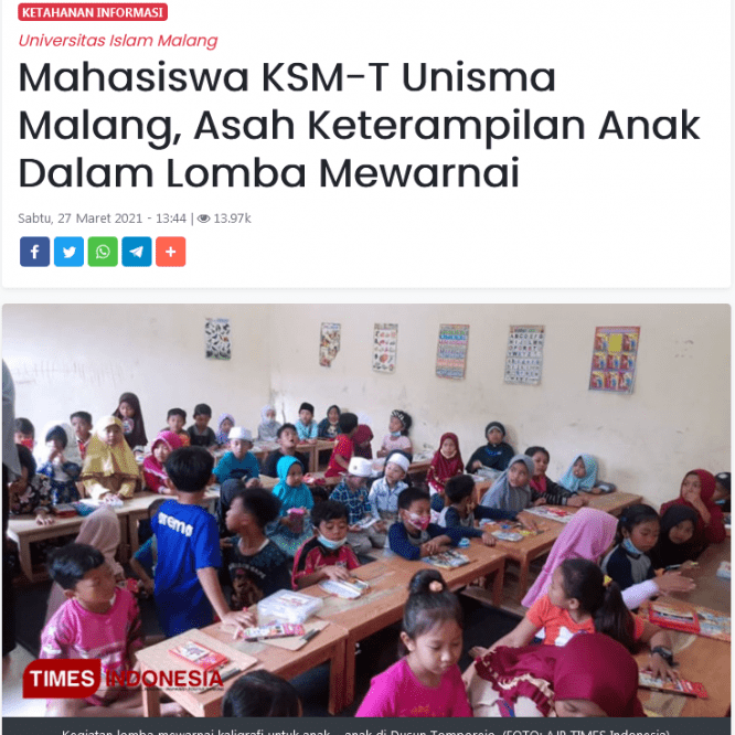 Mahasiswa KSM-T Unisma Malang, Asah Keterampilan Anak Dalam Lomba Mewarnai