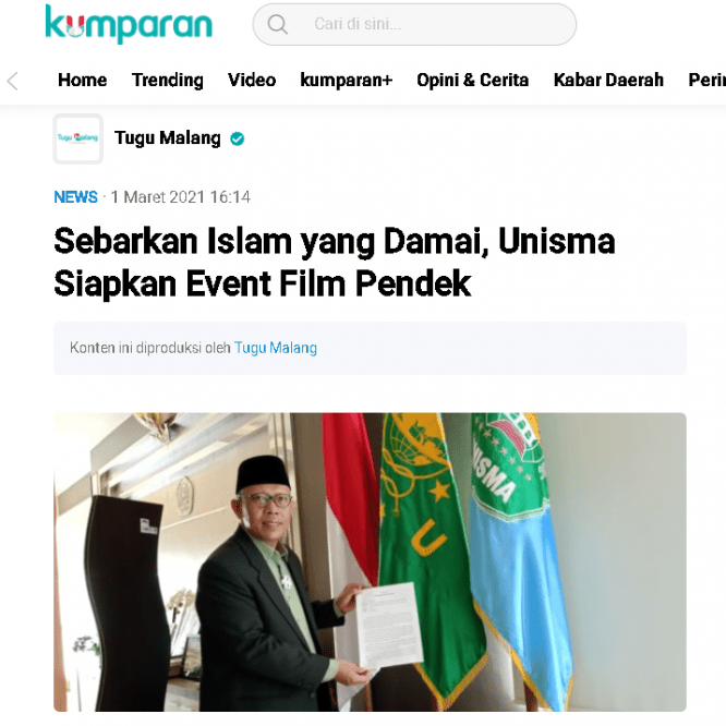 Sebarkan Islam yang Damai, Unisma Siapkan Event Film Pendek