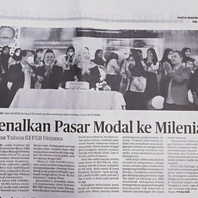 BERITA SEPUTAR UNISMA RABU 3 MARET 2021