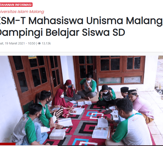 KSM-T Mahasiswa Unisma Malang, Dampingi Belajar Siswa SD