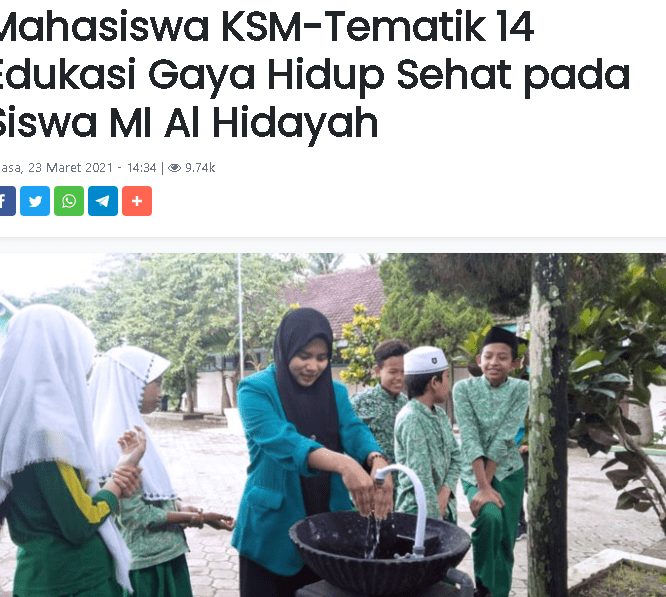 Mahasiswa KSM-Tematik 14 Edukasi Gaya Hidup Sehat pada Siswa MI Al Hidayah
