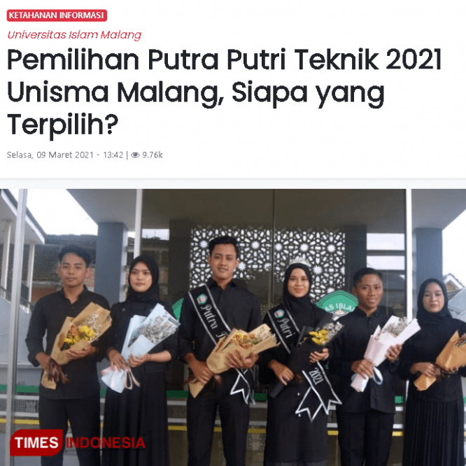 Pemilihan Putra Putri Teknik 2021 Unisma Malang