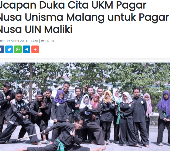 Ucapan Duka Cita UKM Pagar Nusa Unisma Malang untuk Pagar Nusa UIN Maliki