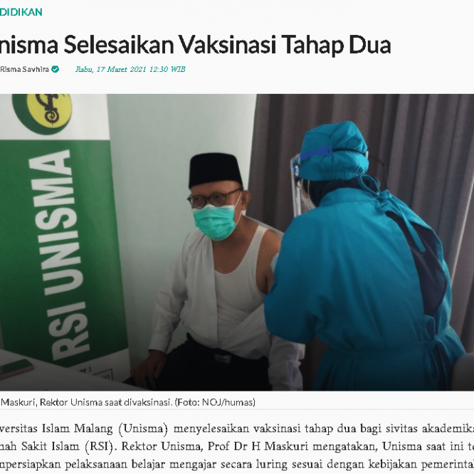 Unisma Selesaikan Vaksinasi Tahap Dua