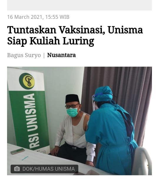 TUNTASKAN VAKSINASI, UNISMA SIAPKAN KULIAH LURING