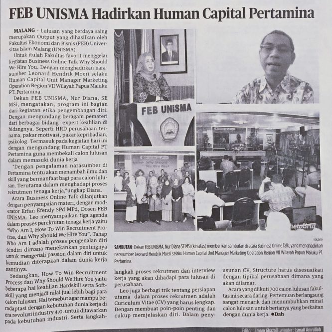 BERITA SEPUTAR UNISMA RABU 21 APRIL 2021