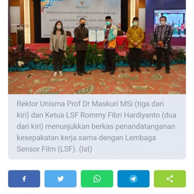 MOU DENGAN LEMBAGA SENSOR FILM, UNISMA BAKAL TERLIBAT EVALUASI KARYA FILM