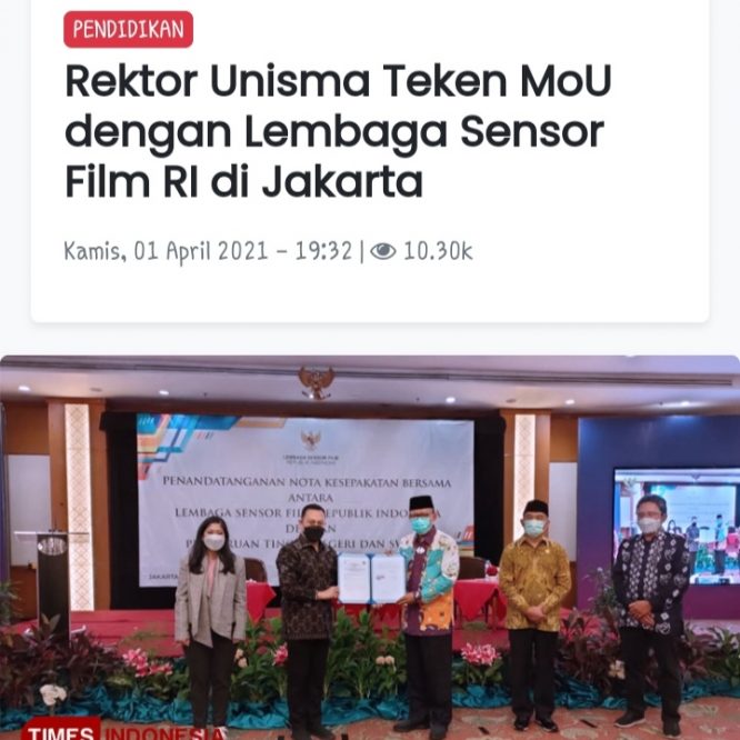 Rektor Unisma Teken MOU dengan Lembaga Sensor Film RI di Jakarta