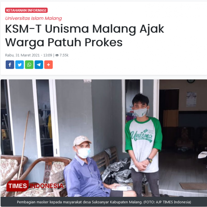 KSM-T Unisma Malang Ajak Warga Patuh Prokes