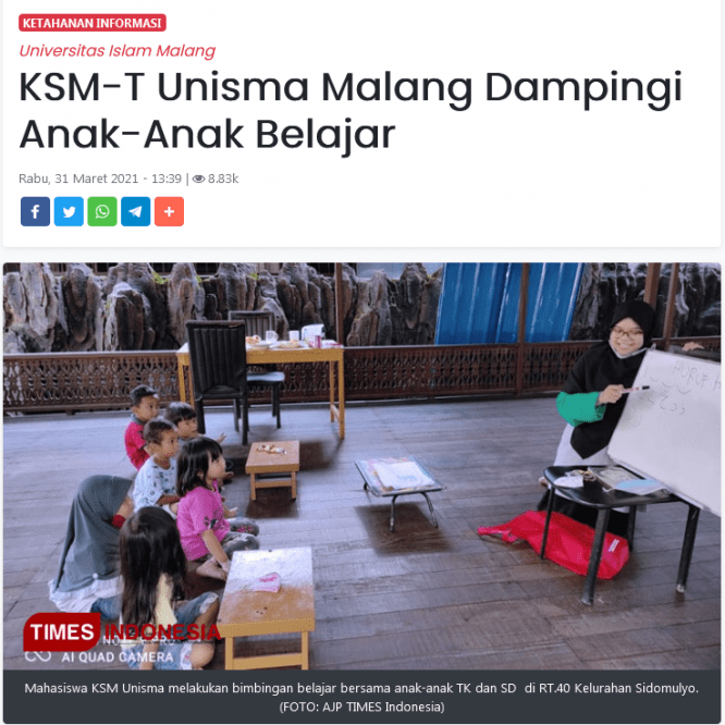 KSM-T Unisma Malang Dampingi Anak-Anak Belajar