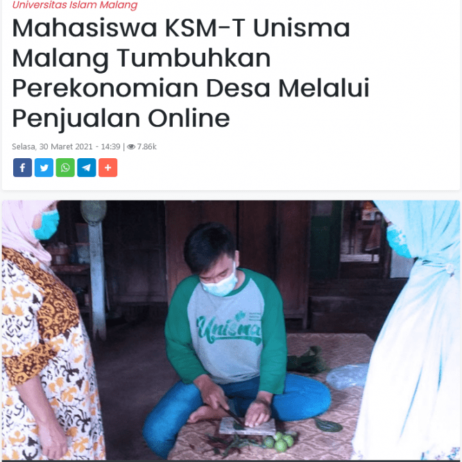 Mahasiswa KSM-T Unisma Malang Tumbuhkan Perekonomian Desa Melalui Penjualan Online