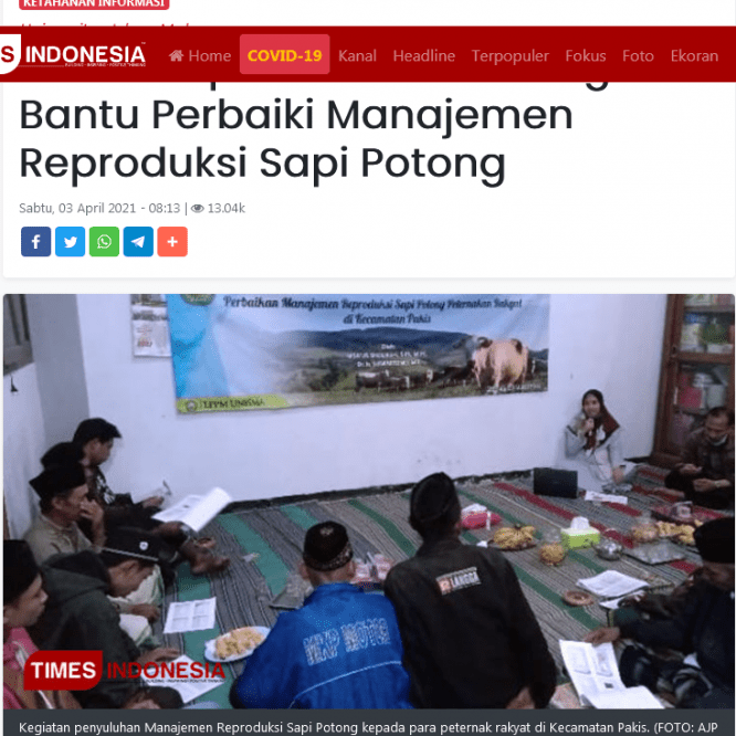 Dosen Fapet Unisma Malang Bantu Perbaiki Manajemen Reproduksi Sapi Potong