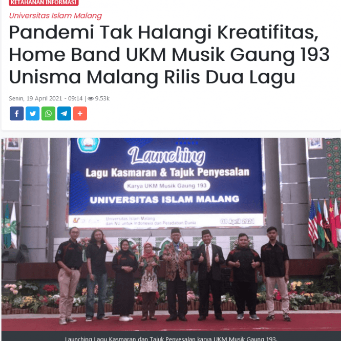 Pandemi Tak Halangi Kreatifitas, Home Band UKM Musik Gaung 193 Unisma Malang Rilis Dua Lagu