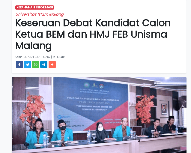 Keseruan Debat Kandidat Calon Ketua BEM dan HMJ FEB Unisma Malang