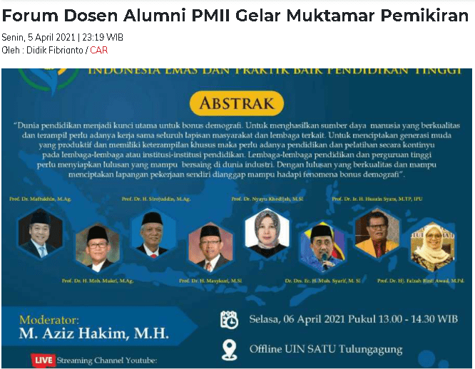 Forum Dosen Alumni PMII Gelar Muktamar Pemikiran