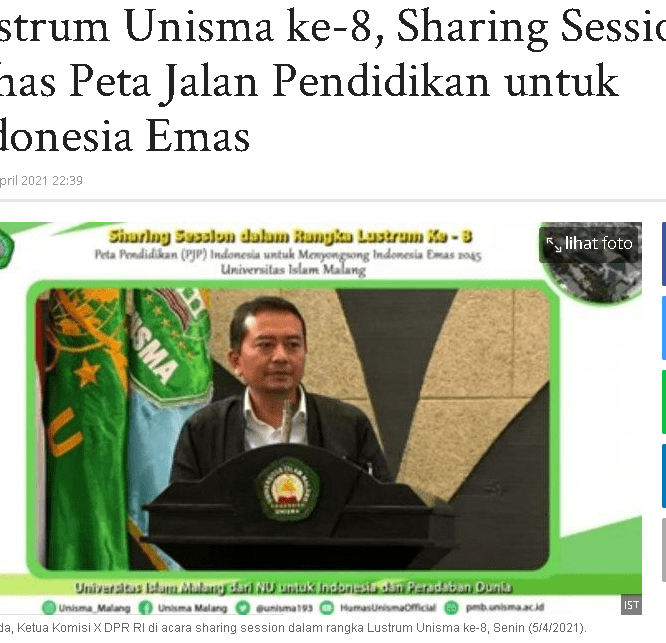 Lustrum Unisma ke-8, Sharing Session Bahas Peta Jalan Pendidikan untuk Indonesia Emas
