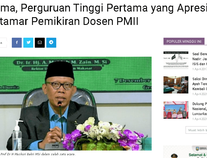 Unisma, Perguruan Tinggi Pertama yang Apresiasi Muktamar Pemikiran Dosen PMII