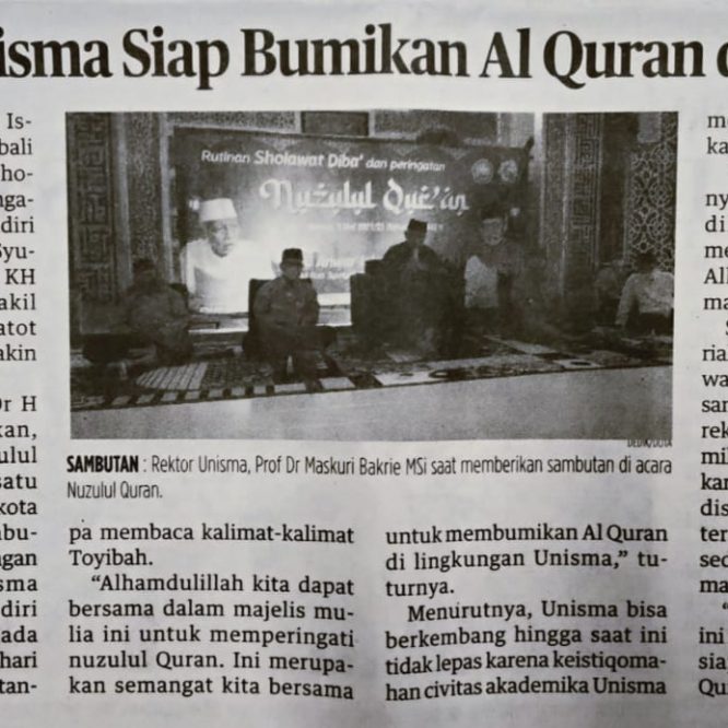 BERITA SEPUTAR UNISMA RABU 5 MEI 2021