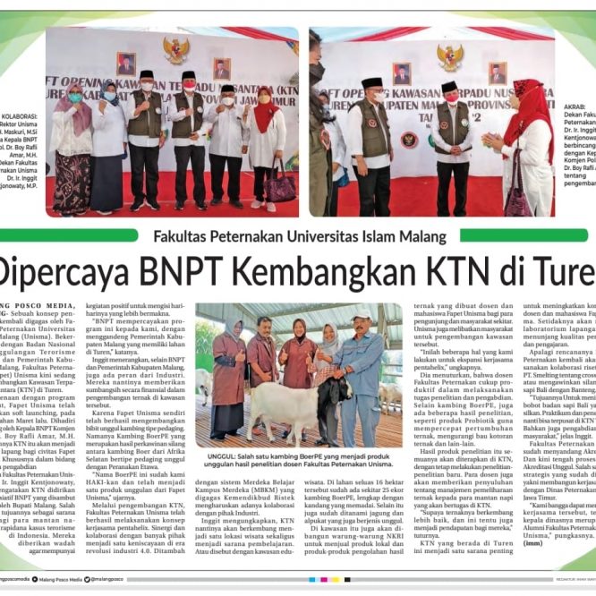 Fakultas Peternakan Unisma ; Dipercaya BNPT Kembangkan KTN di Turen