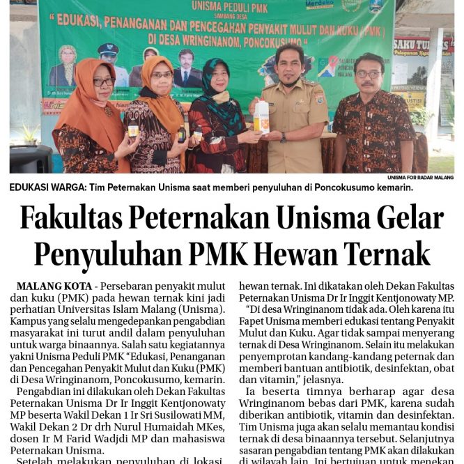 Fakultas peternakan Unisma Gelar Penyuluhan PMK Hewan Ternak