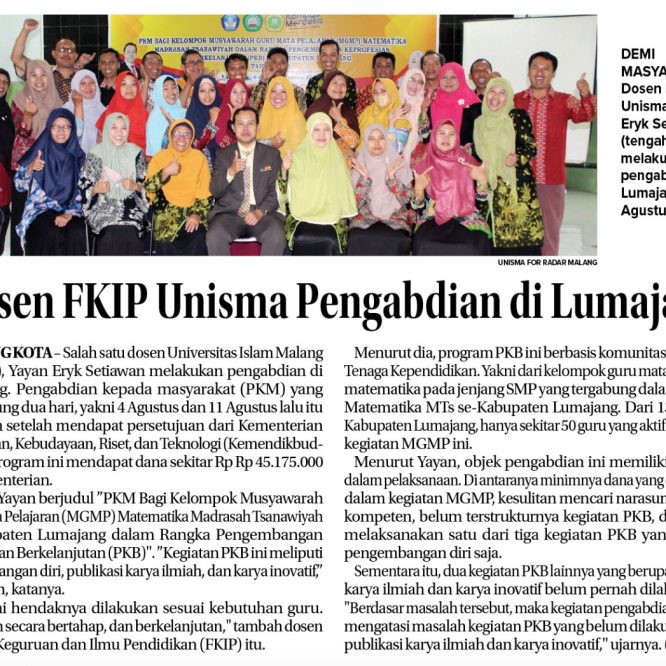 Dosen FKIP Unisma Pengabdian di Lumajang