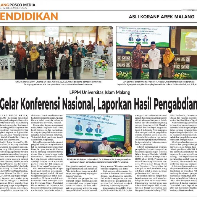 LPPM UNISMA ; Gelar Konferensi Nasional, Laporan Hasil Pengabdian