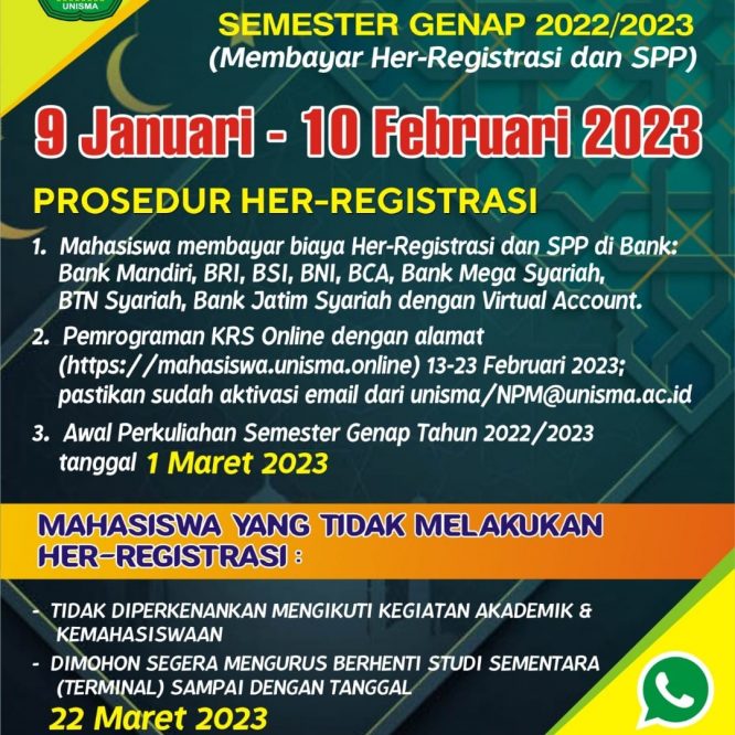 Pengumuman Her-Registrasi Semester Genap 2022/2023