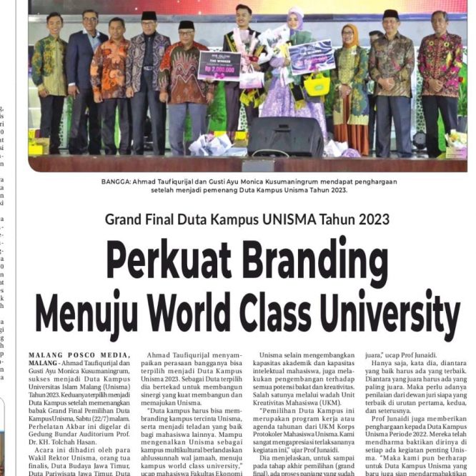 Grand Final Duta Unisma Tahun 2023 ; Perkuat Branding Menuju World Class University