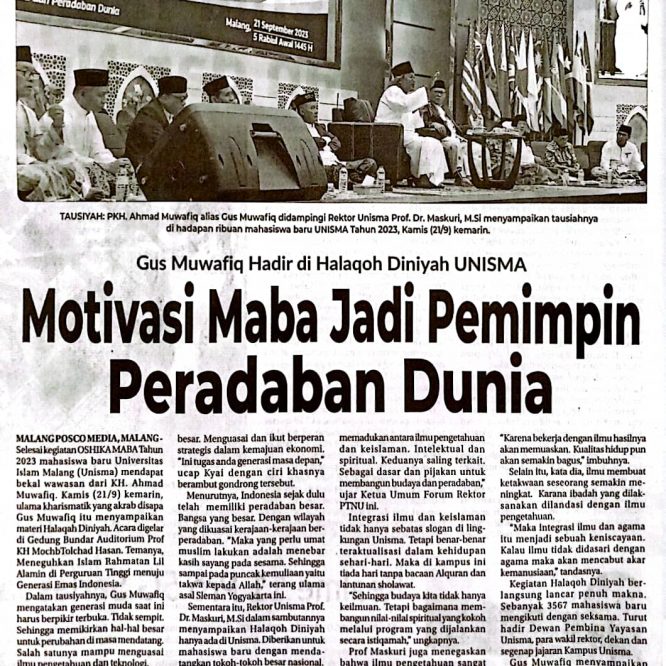 Gus Muwafiq Hadir di Halaqoh Diniyah Unisma ; Motivasi Maba Jadi Pemimpin Peradaban Dunia