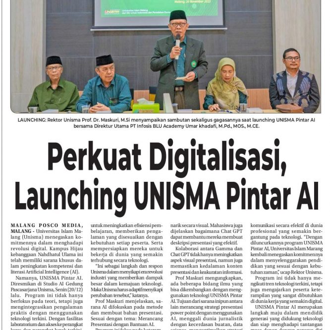 Perkuat Digitalisasi, Launching UNISMA Pintar AI