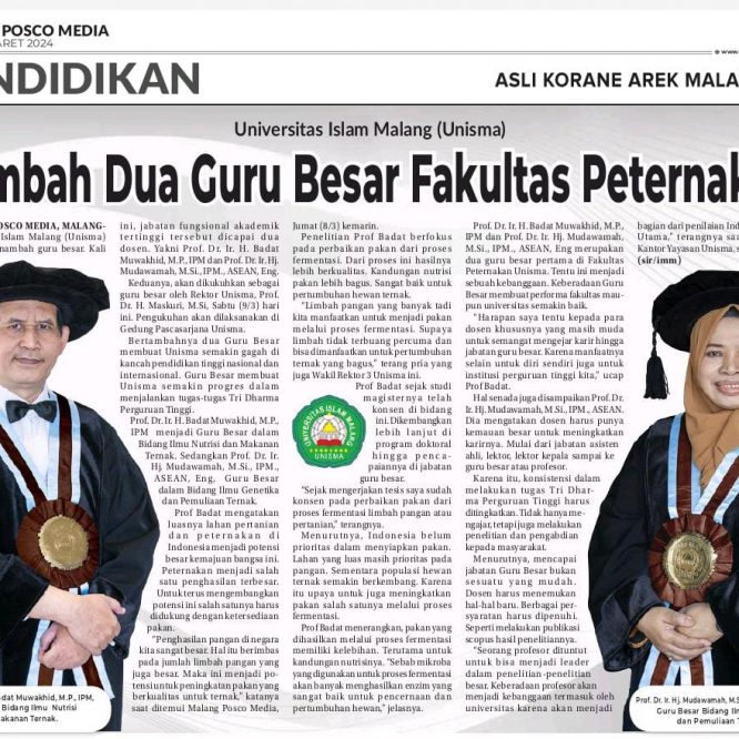 Universitas Islam Malang Tambah Dua Guru Besar Fakultas Peternakan